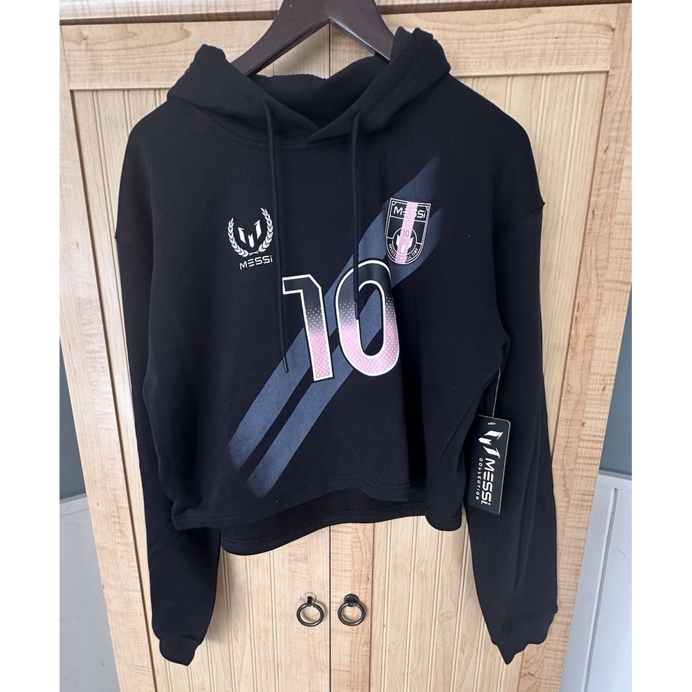 Lionel Messi Womens Cropped Sweatshirt Crop Hoodie NWT New Officially Licensed L